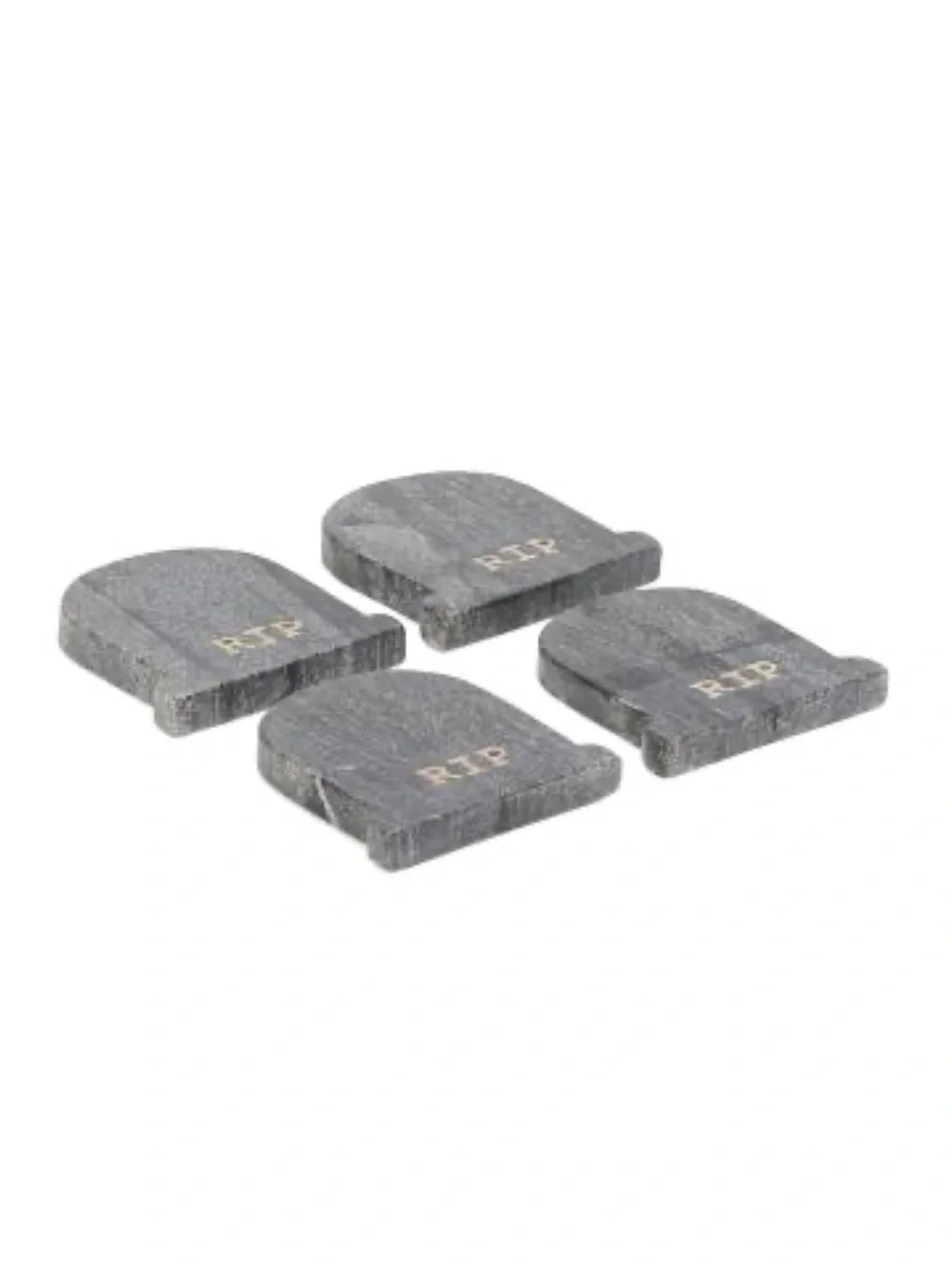 Set of 4 Marble Slate Tombstone Coasters with RIP